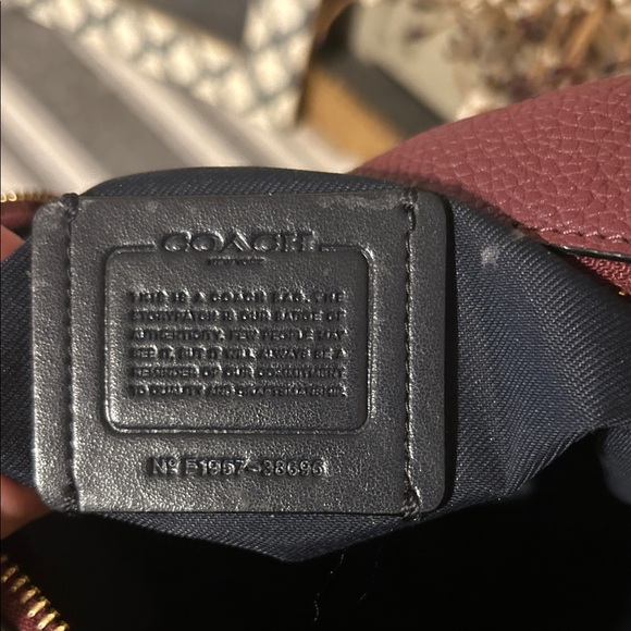 Coach Pebbled Leather Crossbody Bag – Oxblood/Burgundy with Black Trim - Picture 5 of 6